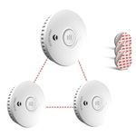 Ruan Wireless Interconnected Smoke Alarm 10 Years Life Photoelectric wireless Smoke Detector Fire Alarm Tested Conforms to EN 14604 Standard 3 Pack