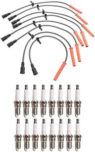 ENA Set of 16 Platinum Spark Plug with Wire Set Compatible with Ford F150 F250 F350 E350 Super Duty ATS 6.2L 2010 2011 2012 Replacement for SP526 6938
