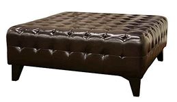 Baxton Studio Pemberly Dark Brown Bonded Leather Square Ottoman