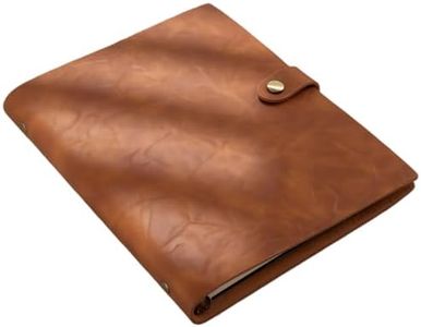 Refillable A5 Leather Binder Journal Soft Cover Notebook, Vintage Crinkled Leather Organizer with 6 Ring Binder, 148 Lined Loose Leaf Pages, Pen Holder, Pocket & Card Slots, for Work Study Daily, Brown