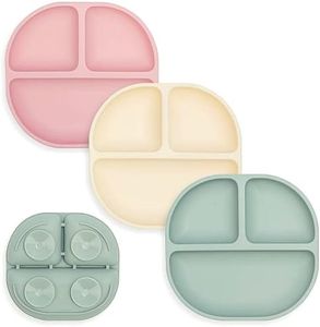 Skylarq 3 Pc Baby Plates with Suction – Designed in Canada, Suction Plate Baby, 100% BPA Free, Silicone Kids Plates – Stackable Suction Plates for Toddlers, Baby Silicone Plate