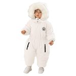 DEARBB Toddler Snowsuit Hooded Romper Jumpsuit Baby Boy Girl Winter Clothes Outwear Outfit Warm One Piece Suits White 2T