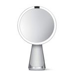 simplehuman ST3044 20cm Sensor Mirror Hi-Fi, Premium Sound and Alexa, 5x Magnification, LED Tru-Lux Light, Mains Powered, Brushed Stainless Steel