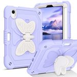 YINLAI Case for iPad Mini 7 2024/iPad Mini 6 Generation 2021 Two Layer Bumper Shockproof Butterfly Stand Protective Full Body Kid Cover Case for iPad Mini 7th/6th 8.3 Inch, Purple