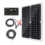 Topsolar 20W 12V Solar Panel kit Battery Charger Maintainer + 10A PWM Solar Charge Controller +Solar Cable for Car RV Marine Boat 12 Volt Battery Off Grid