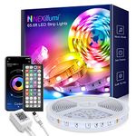 Nexillumi LED Lights Strip for Bedroom 65.6ft Music Sync Color Changing LED Light Strips Smart with Remote and App Control Built-in Mic Lights for Room Decor Party Home