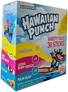 Hawaiian Punch Sugar Free Lemonade, Lemon Berry Squeeze, Polar Blast On the Go Drink Mix Variety Pack, 30 sticks, Net Wt 90g (1 unit)