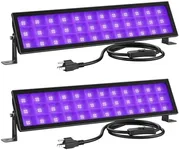 Onforu 2 Pack 72W Black Light Bar, LED Blacklight with Plug and Switch, Black Light Flood Light, IP66 Waterproof for Glow Party, Bedroom, Halloween, Fluorescent Poster, Stage Lighting