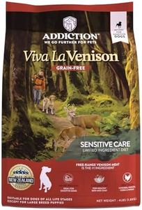 Addiction Viva La Venison Premium Grain-Free Dry Dog Food - Single Protein & Novel Meat with Probiotics - No Chicken, Beef, or Turkey - Ideal for All Dogs & Puppies 4lb