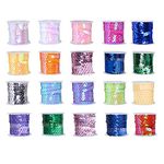 DBAILY Sequin String 20pcs × 5 Yards Rolls Sequin Trim Beads Sequins Ribbon Paillette Iridescent Spangles Sequin Strips Rainbow for DIY Art Craft Necklace Sewing Clothing Dress Decoration(6mm)