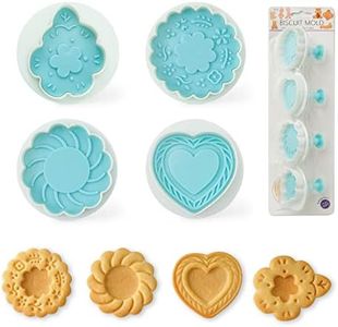 Cookie Stamps Set of 4, Cookie Press Mold, Decorating Supplies for DIY Baking, Cake, Pastry, Easy to Use-Flower Heart