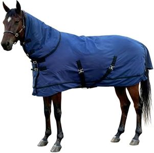 Horse Blankets Winter for Real Horses, 1200D Waterproof Poly Rain Sheets with Neck Cover Belly Wrap Tail Wrap Turnout Blanket, Horses Stuff Care Medium Large Weight Heavy Outdoor Clothes Blue 83 Inch