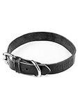 Mighty Paw Leather Dog Collar | Distressed Real Genuine Leather and a Strong Metal Buckle. Super Soft for Ultimate Comfort. Modern Designer Look for Small, Medium, Large and XL Pets (Black)