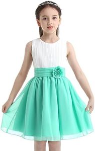 IEFIEL Vestido de Fiesta para Niña Elegante sin Manga Vestido de Cumpleaños Boda de Noche Graduación Flores Niñas 3-16 Años A Verde 11-12 años