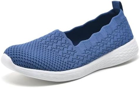 poemlady Women's Wide Slip on Loafer Shoes - Mesh Casual Ballet Flat Nurse Walking Sneakers Knit Round Toe Casual Low Wedge Memory Foam Shoes, 1906 Sky Blue, 11