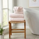 Great Bay Home Blush Bath Towel Set - 100% Combed Cotton 6 Piece Towel Set - 2 Bath Towels, 2 Hand Towels, 2 Washcloths - Absorbent & Quick-Dry Towels for Bathroom - Zero-Twist, Combed Cotton (Blush)