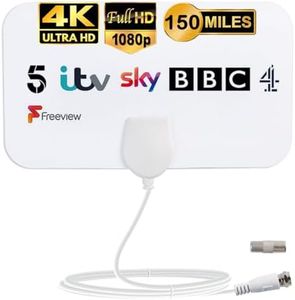 MILIWAN TV Aerial, Indoor TV Aerial - 150 Miles Digital Freeview Aerial, HDTV Antenna for Freeview TV, Support 4K 1080P All Television– 12.2 FT Coax Cable