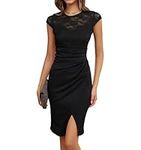 GRACE KARIN Summer Prom Dress for Women Lace Patchwork 50s Retro Festival Banquet Celebration Bodycon Dress Black L