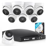 Swann Security Camera System with 2TB Storage, 4K Ultra HD 8-Channel Wired DVR with 8 Dome Cameras, Night Vision, Weatherproof, True Detect Heat Sensing, 24/7 Recording for Indoor Outdoor Home,5680