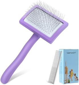 WOPQAEM Slicker Brush for Dogs, Long Pin Dog Grooming Brush for Goldendoodles, Poodles, Doodles & More, Includes Bonus Pet Comb, Perfect for De-Shedding, Dematting & Reducing Tangles. Medium, Purple