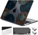 Yebiseven for MacBook Air 13.6 inch M3/M2 Case 2024 2022 Release Model A3113/A2681, Plastic Laptop Hard Shell Case with Keyboard Cover & Trackpad Protector & 2 OTG Adapters, Luxury Floral