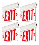 LEONLITE Emergency Exit Sign, LED Edge Lit Exit Sign, Exit Sign with Battery Backup, UL Listed, Double Sided, Rotating Acrylic Clear Panel, Top/Side/Wall Mount, 120/277V, Red, Pack of 4
