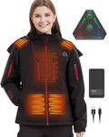 FERNIDA Women Heated Jacket, Softshell Heating Jacket with 7.4V Battery Packs, Electric Heated Coat for Outdoor Warm Hiking Skiing Walking Climbing, 6 Heated Zones, M