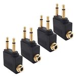 Valefod 4-Pack Airline Airplane Flight Adapters for Headphones, Golden Plated 3.5mm Jack