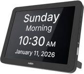 Robin Extra Large Day & Date Digital Clock for Elderly & Seniors with Dementia, Black, 15" Wide