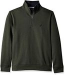 NAUTICA Men's Solid 1/4 Zip Fleece Sweatshirt, Moss Heather, Small