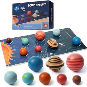 Planet Toys Montessori, Wooden Solar System Model, Educational Solar System Toys for Kids, Planets for Kids Solar System Toys 3-5, Preschool Learning Puzzle, Space Learning Toys