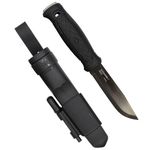 Morakniv Garberg Full Tang Fixed Blade Knife with Carbon Steel Blade with Survival Kit, Black, 4.3 Inch