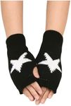 SHENHE Women's Star Pattern Fingerless Thumb Hole Knitted Wrist Length Mitten Gloves White Black one-size