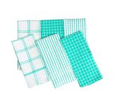 PIXEL HOME Decor Cotton 250 GSM Multi-Purpose Terry and Waffle Dish Cloths Kitchen Wiping Cleaning Towel (Set of 6, Multicolor) (Green)