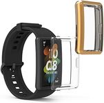 kwmobile Case Compatible with Huawei Band 7 / Band 6 / Honor Band 6 (Set of 2) - Smart Watch/Fitness Tracker Cover - Transparent/Gold