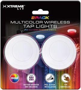 Xtreme 2pk Round LED Tap Puck Lights: Multi-Color Touch Control for Versatile Lighting