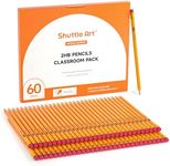 Shuttle Art 60 Pack Pencils, #2 HB, Pre-sharpened Pencils with Top Erasers, Premium Woodcased Yellow Pencils Bulk for Classroom & School Supplies, Writing and Drawing