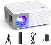 Mini Projector with Tripod, AKIYO O1 Portable Projector Full HD 1080P Supported, 65000 Hours Multimedia Home Theater Movie Projector, Phone Projector Compatible with iOS/Android/HDMI/TV Stick/USB/PS5