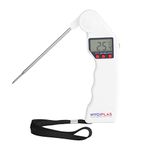 Hygiplas Easytemp Thermometer, White Colour Coded - Bakery and Dairy Products, Temperature range: -50°C to 300°C, 15 sec Response Time, Fold-Away Probe, 1x AAA Battery Required, J242