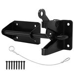 Heavy Duty Automatic Gate Latch for Wooden Fences Metal Gates Vinyl Fence,self Locking Outswinging Pool Dog Gate Door Latches Gravity Security Latch with Cable Pull Gate Opener, Black