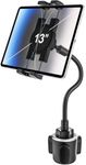 woleyi Car Cup Holder Tablet Mount, Adjustable 10.5" Gooseneck Arm Car Cupholder Tablet Stand Compatible with iPad Pro 9.7, 11, 12.9 /Air/Mini, Galaxy Tabs, iPhone, All 4-13" Smartphone and Tablets