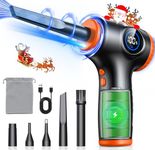 EOIWUY Compressed Air Duster for PC, [LED Light & Power Display] 3-Speed Adjustable 90000RPM Electric Air Duster with 5 Switchable Nozzles, Rechargeable Air Blower Cleaner for Computer/Keyboard/Car