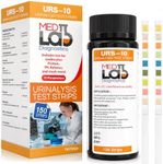 Med Lab Diagnostics 10 Parameter Urine Test Strips for Urinalysis(150 Cnt) in Sealed Pouches. Tests for Ketosis, pH, Protein, UTI, Kidney and Liver Function