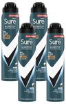 Sure Men Invisible Ice Fresh Nonstop Protection leaves no white marks or yellow stains on clothes Anti-perspirant Deodorant Aerosol 72h protection, 250ml (Packing May Vary) (Pack of 4)