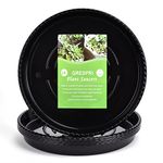 GRESPRI Black Plant Saucer 14 Inches, 5 Packs Heavy Duty Plastic Plant Trays, Sturdy 5 Gallon Planter Drip Trays for Indoor Outdoor Garden Pots and Plants.(12.5 Inch Base)