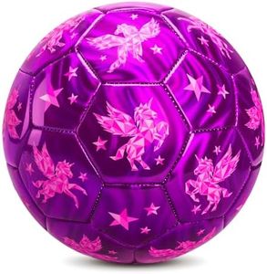 EVERICH Kids Soccer Ball Size 4 - Shiny Purple Unicorn Soccer Ball with Pump for Kids - Indoor Outdoor Play Balls Toys - Great Gifts for Children Girls Boys 8 9 10 11 12 Years Old