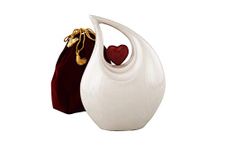 Urns for Ashes, Heart of Love Cremation URN for Ashes, Adult Urn for Funeral, Burial, Columbarium or Home, Cremation Urns for Human Ashes Adult 220 Cubic Inches: with Velvet Bag(White)