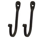 YourKart KPAVIR Single Prong Wrought Iron Hooks – Rustic Curved Metal Fasteners – Decorative Colonial Wall Décor Set of 2