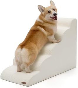 Lesure Dog Stairs for Small Dogs - Dog Ramp for Bed and Couch with CertiPUR-US Certified Foam, Pet Steps with Non-Slip Bottom for Old Cats, Injured Doggies and Puppies, Beige, 5 Steps