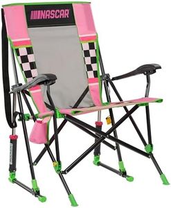 GCI Outdoor NASCAR Roadtrip Rocker Camping & Sideline Sports Chair | Portable Folding Rocking Chair with Durable Armrests & Drink Holder, Pink